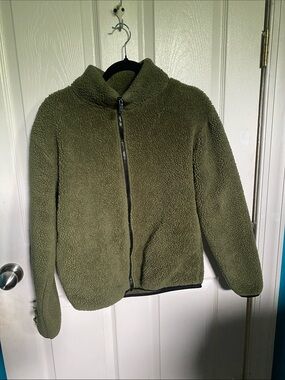 PINK Victoria's Secret Olive Green Sherpa Jacket
